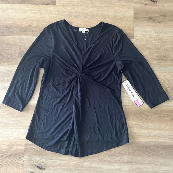 Indigo Rose Tops - Indigo Rose Black 3/4 Sleeve Maternity Knot Front Top, Size: Small, Medium- NWT